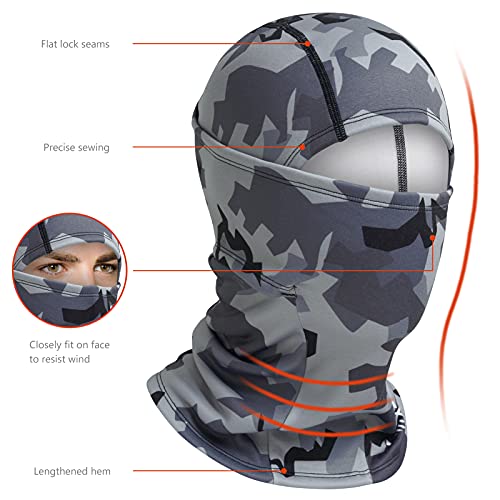BASSDASH Winter Balaclava Fleece Ski Mask Ninja Hood Neck Warmer Fishing Hunting - color: Rock