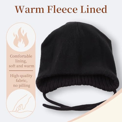 Baby Girl Winter Hats Pompom Infant Boys Beanie Knitted Kid Hat - color: Black, size: 2-8 Years