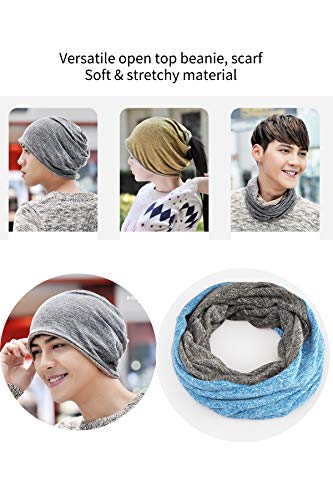 Jeelow Cotton Slouchy Open Top Beanie Hat 2 Pack - color: 2 Tone Red+blue