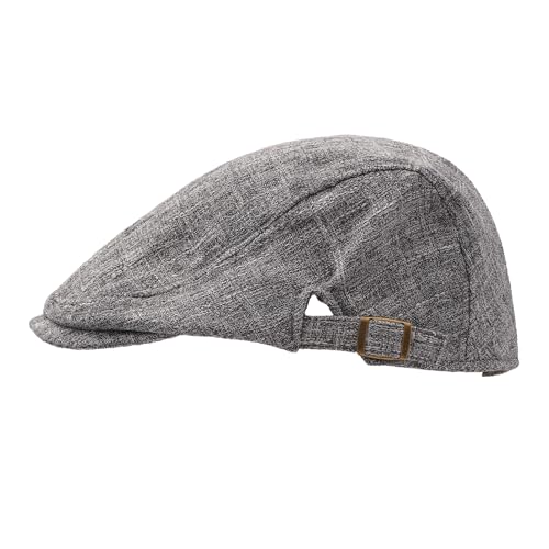ZLYC Men Summer Flat Cap Scally Ivy Gatsby Newsboy Beret Driver Hat - color: Plain Gray