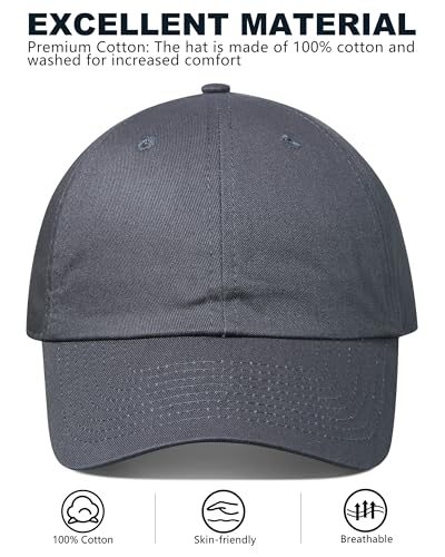 GADIEMKENSD Unstructured Baseball Cap Adjustable, Running Hat for Men Women, Cotton Dad Hat Plain for Outdoors Activities - color: Dark Gray