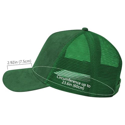 Suede Curved Brim Trucker Cap Adjustable Snapback Hat Mesh Back Breathable for Men Women 2 Pack SH03 - color: Pack of 2, Black & Green