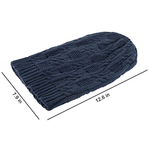 Surblue Unisex Trendy Beanie Warm Oversized Chunky Cable Knit Slouchy Woolen Hat - color: Blue
