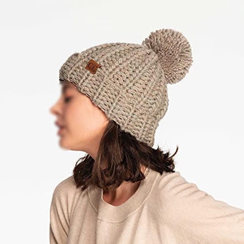 C.C Exclusives Women's Winter Seed Stitched Confetti Pom Beanie Hat (HAT-1816)(HAT-2214)(HAT-2085)(HAT-3841) - color: Mint Mix