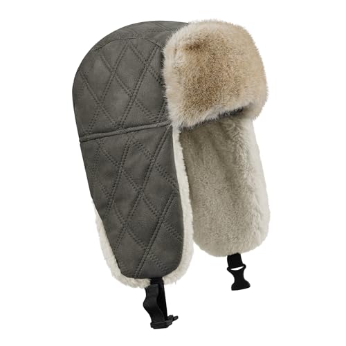 Croogo Trapper Hat Winter Hats for Men Trooper Russian Warm Hat with Ear Flaps Women Ushanka Fur Hat Windproof Ski Hat - color: Dpl10-urban Gray