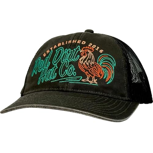 Red Dirt Hat Company Wildlife Hat | 5-Panel Western Adjustable Snapback Cap - color: Chicken Scratch - Black