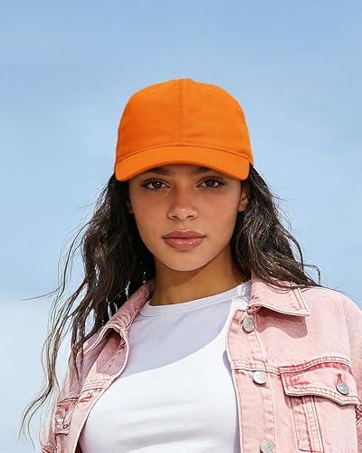 Croogo Cotton Short Brim Hat Low Profile Baseball Cap Unisex Streetwear - color: Orange