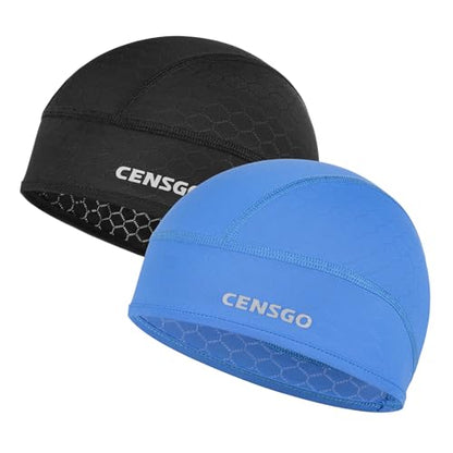 CENSGO Cooling Skull Cap Breathable Moisture-Wicking Hard Hat Liner for Men - color: Black+blue