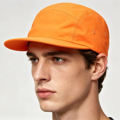 COOLSOME 5 Panels Hat Basic Daily Wear Breathable Quick Dry Cap - color: Gray+orange/M Size