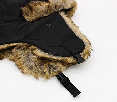 Wool Blend Aviator Trapper hat Trooper Ear Flaps Ushanka Eskimo Russian Warm Winter Cold… - color: 5. Black Classic Solid