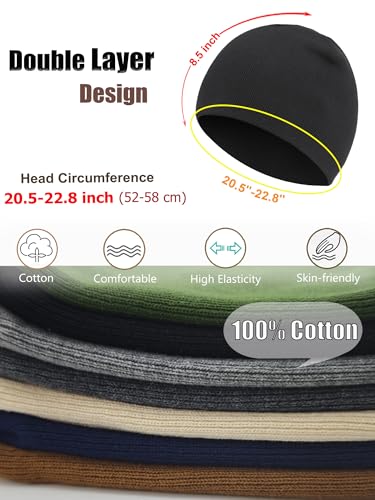 100% Cotton Beanie Hat for Men Women Cuffless Warm Winter Hats - color: 1pcs-black