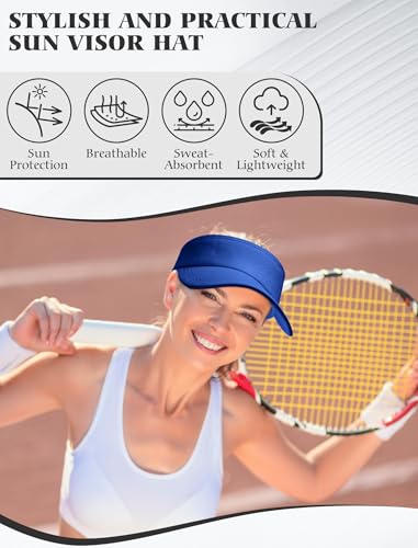 12 Pack Sun Visor Hats Softball Adjustable Cap Sun Protection for Women Men - color: Royal Blue