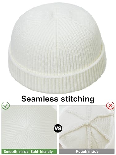 vidsel Thin Wool Fisherman Beanie Hat for Men Women Fall Winter Fashion Cap - color: 1-white