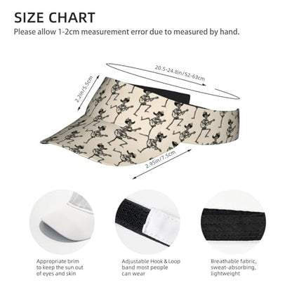 Sports Sun Visor Hat for Men Women, Adjustable Breathable Golf Tennis Cap - color: Mexican Skeleton Skull Playing Guitar