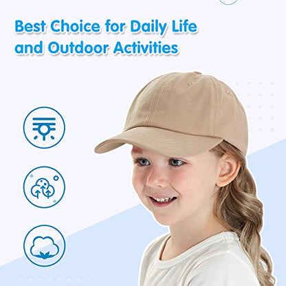Peecabe Plain Toddler Baseball Hat Unisex Cotton Kids Trucker Hat Adjustable Baby Boys Sun Caps Girls Baseball Cap 1-5Y - color: Khaki, size: 4-8 Years