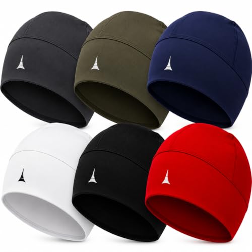 Helmet Liner Sweat Wicking Skull Cap Beanie. Ultimate Performance Moisture Wicking. Fits Under Helmets - color: 6pack - Black Gray Navy Khaki Red White