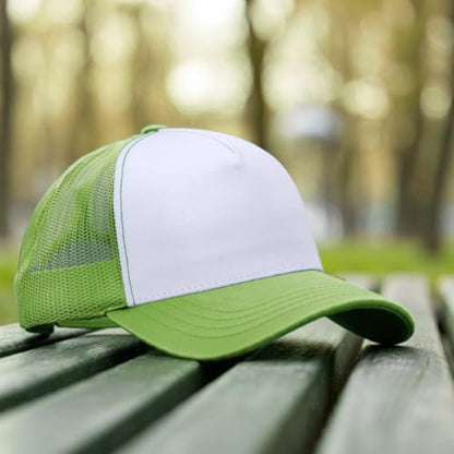Falari 12 Pack Bulk Wholesale Mesh Trucker Hats 5 Panel and 6 Panel Baseball Caps for Men and Women - color: 5 Panel - Light Green