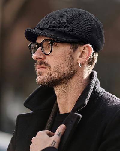 Croogo Baker Boy Newsboy Cap Beret Hats Adjustable Cabbie Apple Hat for Men - color: Nb25q11-black