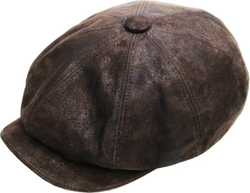 KBETHOS Leather Ascot Made in USA Ivy Collection Classic Newsboy Caps - color: (B) Leather - Dark Brown, size: Small-Medium