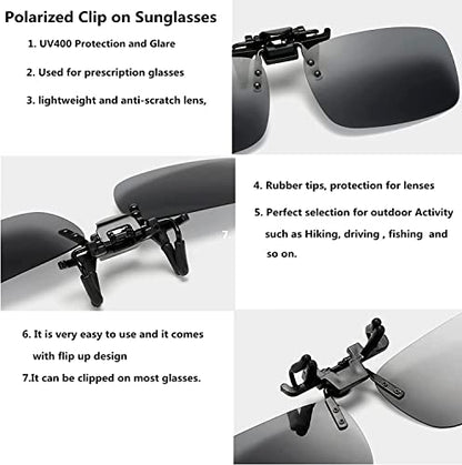 Clip on Flip up Polarized Lens For Prescription Glasses UV Protection Sunglasses (Clear lenses not Polarized) - color: Driving Lenses 3pack