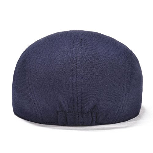 FEINION Men Cotton Newsboy Cap Soft Fit Cabbie Hat - color: Dark Grey/Navy