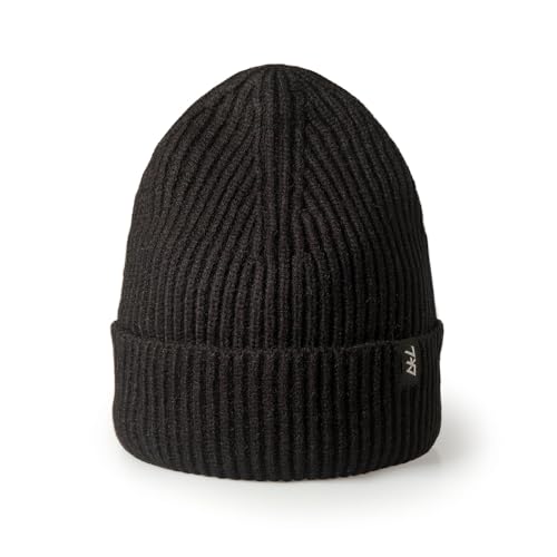 Fisherman Beanie Cuffed Knit Winter Hat Trawler Sailor Watch Cap Men Women - color: Ribbed (Black)
