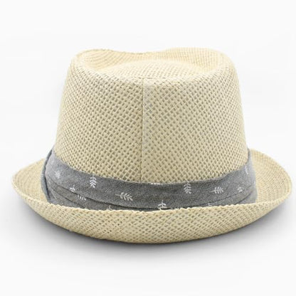 LIDHAY Straw Fedora Hat for Men Women |Short Brim Panama Sun Hat - color: Beige