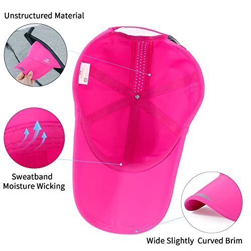 Running Hat Mesh Quick Dry Hat Baseball Cap for Women Men - color: Black-rosered-lakeblue