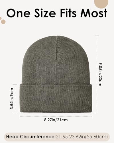 Century Star Men's Fleece-Lined Beanie Winter Knit Hat - Stretchable, Warm, Windproof, Unisex Cuffed Ski Cap for Sports - color: Dark Grey