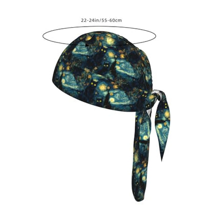 Adjustable Cycling Cap, Quick Dry Sports Bandana Skull Cap Helmet Liner - color: Van Gogh-style Black Cat