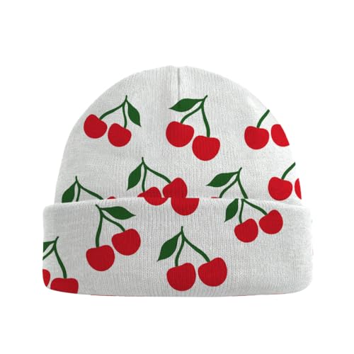 Beanie Knit Hat Winter Unisex Cuffed Beanies Skull Cap Warm Double Layer Thick Acrylic Cute for Girls Women Men - color: Cherry