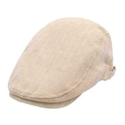 ZLYC 남성용 여름 플랫 캡 Scally Ivy Gatsby Newsboy Beret Driver Cabbie 사냥 모자 - color: 플레인 베이지.