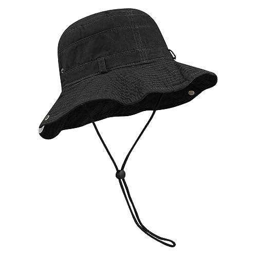 Clakllie Reversible Packable Boonie Fishing Hat UV Protection Sun Beach Hat - color: S-hjy6-black
