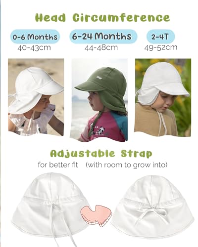 FURTALK Baby Sun Hat with Neck Flap UPF 50+ Toddler Quick Dry Swim Hat - color: White, size: 6-24 Months