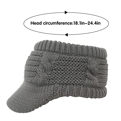 XYIYI Beanie Tail Winter Warm Knit Messy High Bun Ponytail Hats Visor Beanie Cap - color: Grey