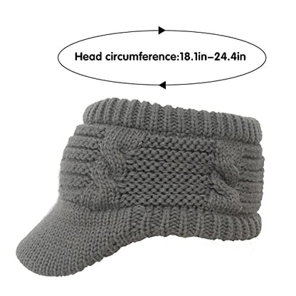XYIYI Beanie Tail Winter Warm Knit Messy High Bun Ponytail Hats Visor Beanie Cap - color: Grey