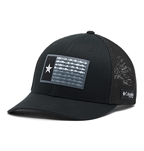 Columbia Unisex Adult PFG Logo Mesh Ball Cap - color: Black/Black/Texas Fish, size: Small-Medium