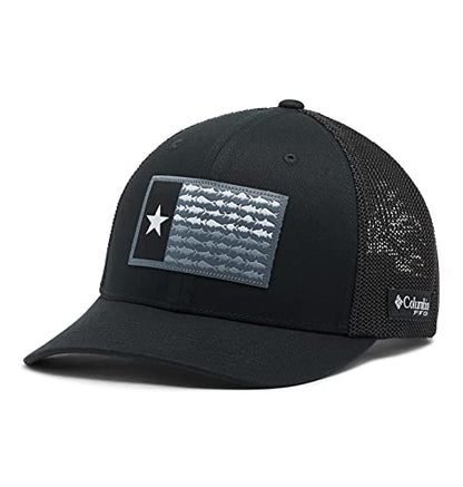 Columbia Unisex Adult PFG Logo Mesh Ball Cap - color: Black/Black/Texas Fish, size: Small-Medium