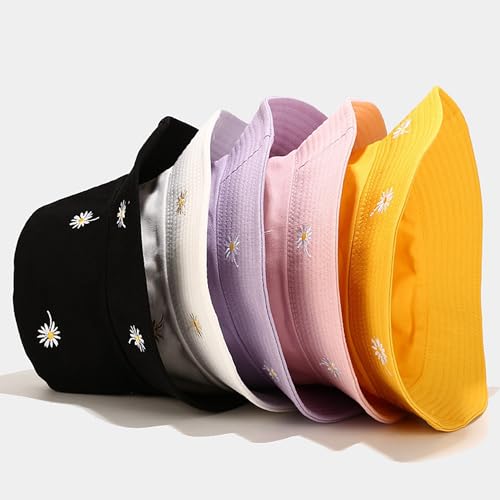 Reversible Bucket Hats for Women Men Flower Cotton Summer Travel Beach Sun Hats Packable Bucket Hats - color: Pink B