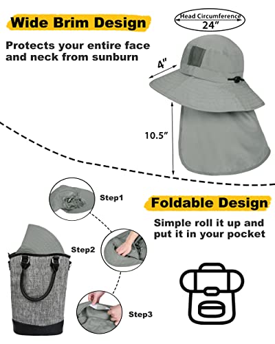 Tirrinia Neck Flap Fishing Safari Cap for Men - color: #1 Grey