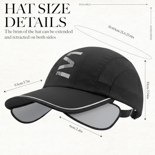 Retractable Brim Baseball Cap Sport Sun Visor Hat for Men Women - color: Purple