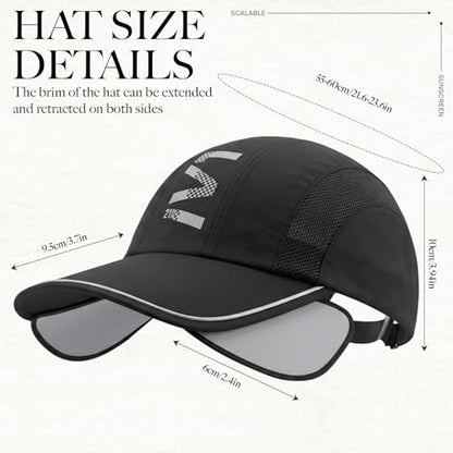 Retractable Brim Baseball Cap Sport Sun Visor Hat for Men Women - color: Pink
