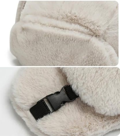 Women's Trapper Hat Faux Fur Winter Hats Fuzzy Russian Hat with Buckle Trooper Warm Ski Cycling Ear Flap Hat 2025 - color: A White