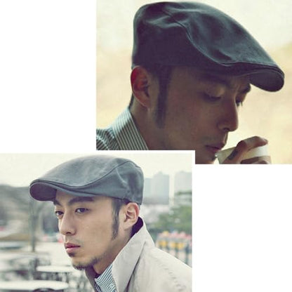 PHEZEN Men Cotton Flat Cap Ivy Gatsby Newsboy Hat Summer Driving Scally Cap Beret - color: White