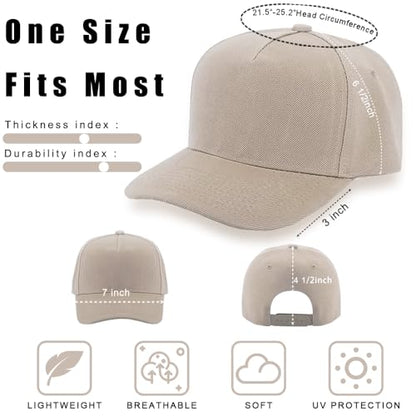 12 Pack Seamless Baseball Caps Wholesale Bulk - No Center Seam, DIY Friendly, Adjustable Breathable Lightweight for Men Women - color: Khaki