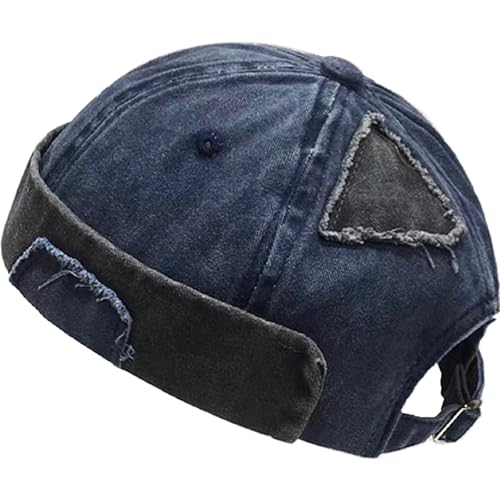 Men Dome Brimless Hats Sailor Docker Beanie Cap Hip Hop Skull Caps - color: Denim Blue