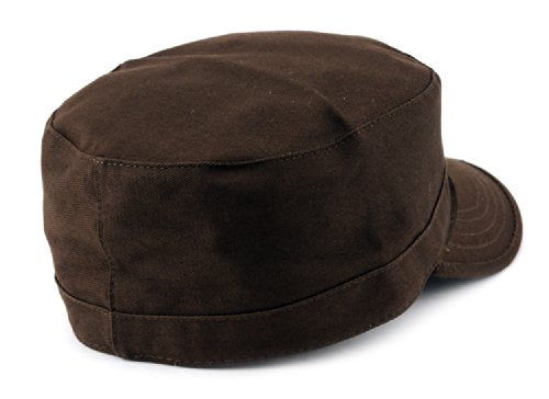 NYFASHION101 Fashionable Solid Color Unisex Fitted Army Military Cadet Cap - color: Brown, size: Medium