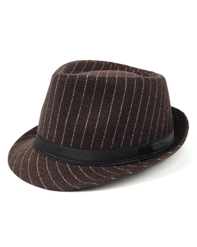Zylioo XL Trilby Fedora Hat for Men Women, Short Brim Pinstripe Dress Hat - color: Khaki, size: Large