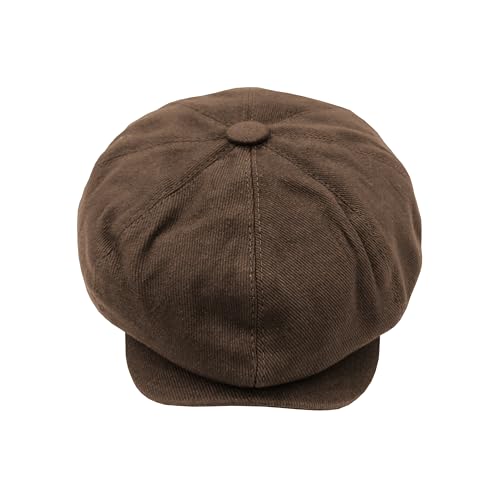 Newsboy Hats for Men Flat Cap Cotton Caps for Men Classic 8 Panel Ivy Hat Driver Cap for Women (Cotton, Denim) - color: Coffee