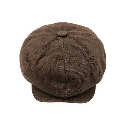 Newsboy Hats for Men Flat Cap Cotton Caps for Men Classic 8 Panel Ivy Hat Driver Cap for Women (Cotton, Denim) - color: Coffee